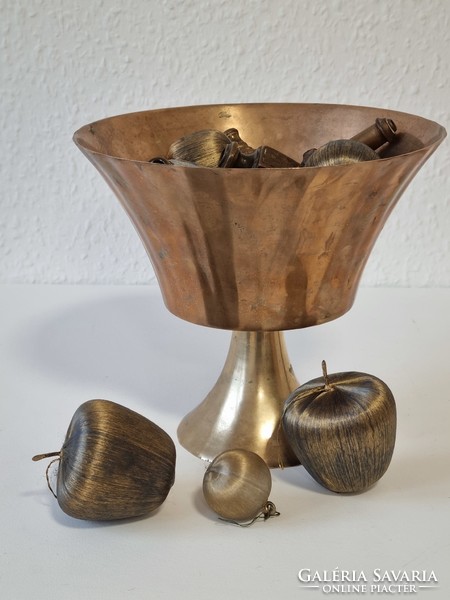 Patina decoration - large copper goblet with ornaments and elegant industrial candle holder