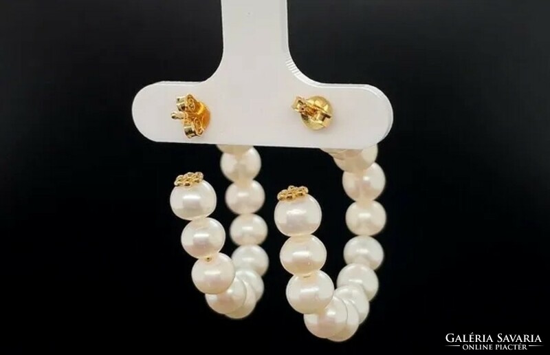 Mesès pearl earrings 925 sterling silver, 14k gold-plated - new