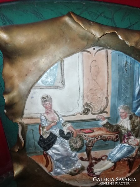 Baroque scene wall decoration 1764 wonderful pieces in the condition shown in the pictures 28 cm x 26 cm