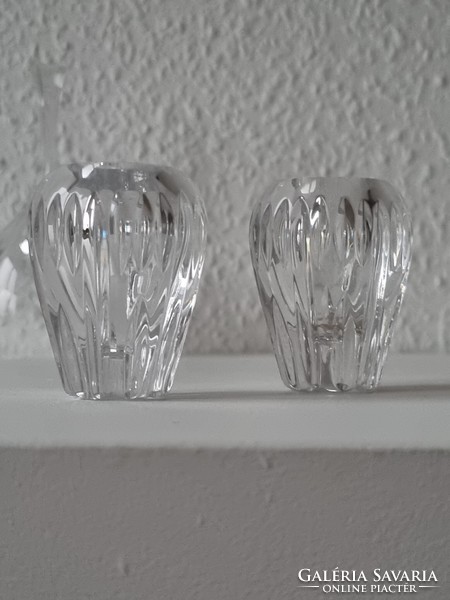 Vintage faceted crystal/lead crystal holiday decoration: bell and candle holders
