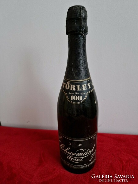RETRO! Bontatlan Törley pezsgő 100 éves JUBILEUMI emlék palack, 1980as évek,Hungarovin, RITKASÁG