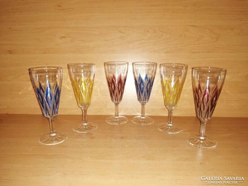 Retro talpas színes üveg pohár készlet - 6 db egyben (4/K)