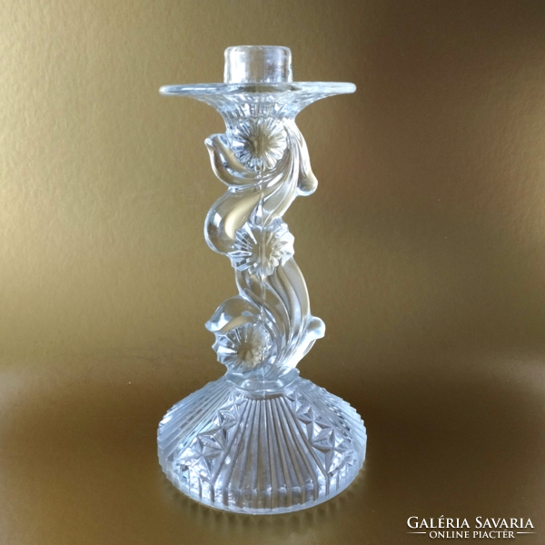 Rare art deco Czech pressed glass candle holder libochovice glass factory from 1930-39
