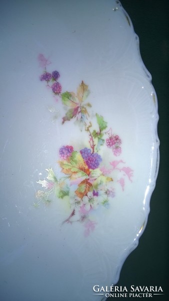 Antik virágmintás porcelán asztali kínálótál -, jelz., remek db. átm. 25 cm