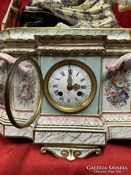 Antique hand painted Meissen porcelain table clock