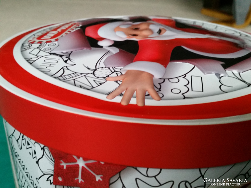 Large Santa Claus embossed Christmas metal box