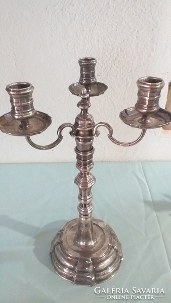 Huge 3-pronged silver candle holder