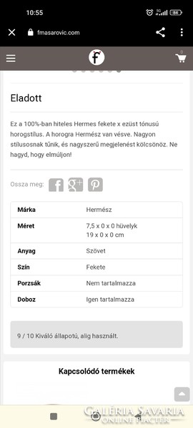 70.000.- értékű Eredeti HERMES szövet félmerev karkötő féláron! 18cm
