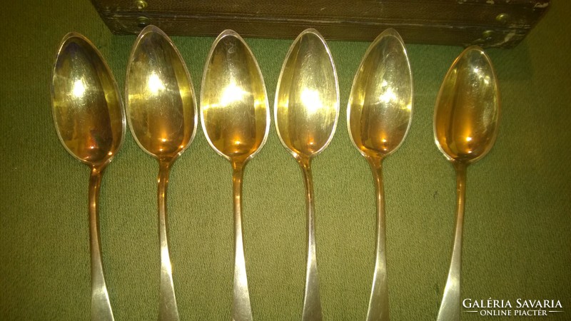 Antique silver gilded teaspoon set in box 106 g m 15 cm - also available as a gift!