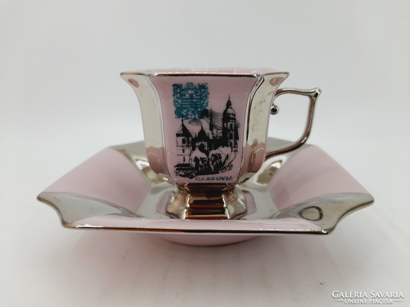 Haas & czjzek coffee cup with bottom, pink and silver