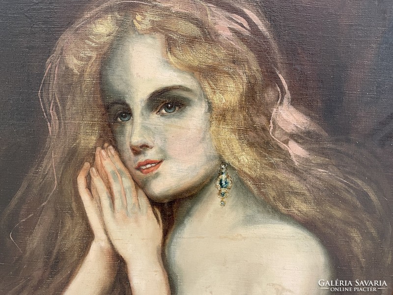 Bihari Emma női akt portré festmény olajkép