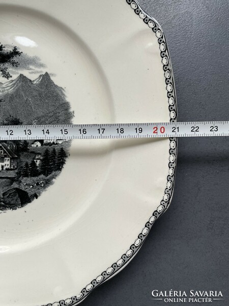Societe Ceramique Maestricht holland, szép, szögletes monokróm jelenetes tányér