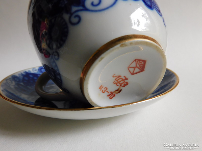 Lomonosov blue dove tea set from the Soviet era - hairline crack on the cup