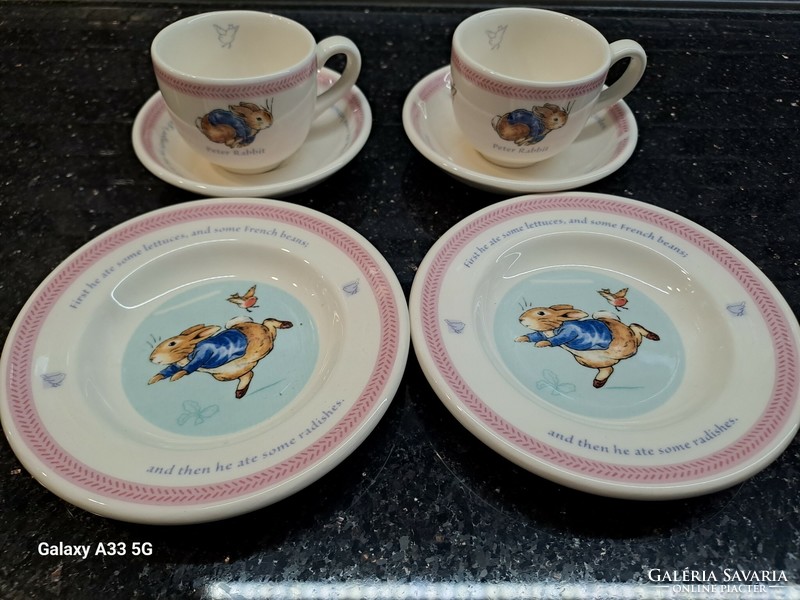Wedgwood English porcelain miniature porcelain tea set with Peter Rabbit decor in box