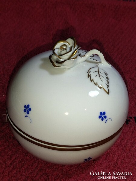 Gyönyörű Herendi kék virágos porcelán bonbonier