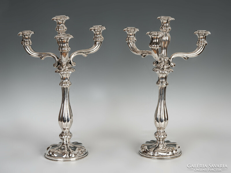 Silver 4-branch candlestick in pairs