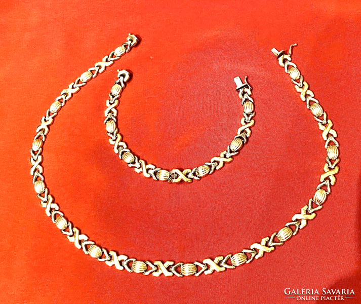 51 Gr beautiful bicolor 14 carat gold chain and bracelet set