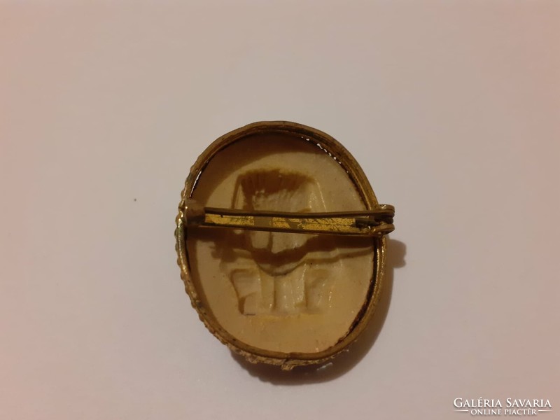 Older plastic Egyptian head brooch, pin