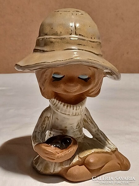 Unique ceramic figurine of a little girl without markings
