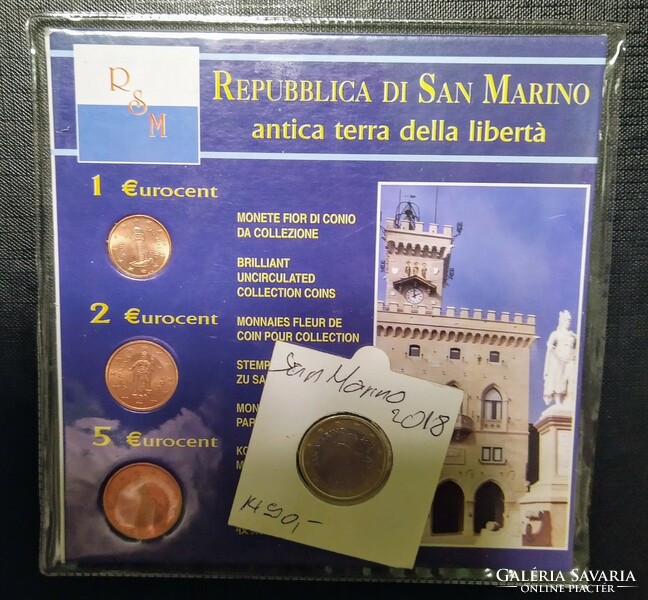 Four san marino unc 1 euro + cents