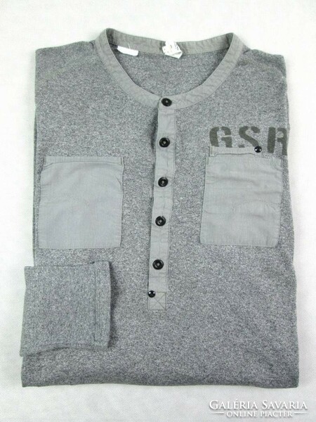 Original g-star raw (l / xl) gray men's long sleeve elastic t-shirt top