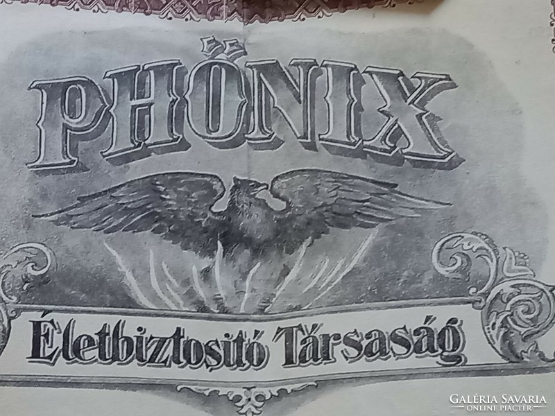 Phőnix life insurance policy 1931. May - 1944. Junius/Budapest, antique paper
