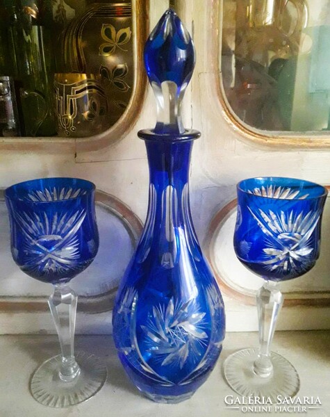 Cobalt blue polished crystal glass, glass.