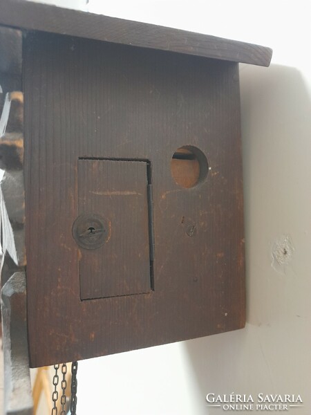 Alt Német,Germay XIX.Század Schwarzwaldi Fa Faragású Autentikus Láncos,Ütős Kakukkos Fali Óra.