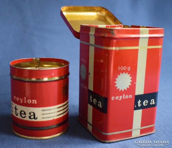 Ceylon tea box, tea box, metal box, 11.5 and 7 cm 2 pcs.