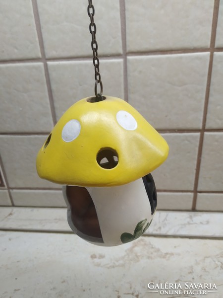 Hanging ceramic mushroom candle holder for sale!