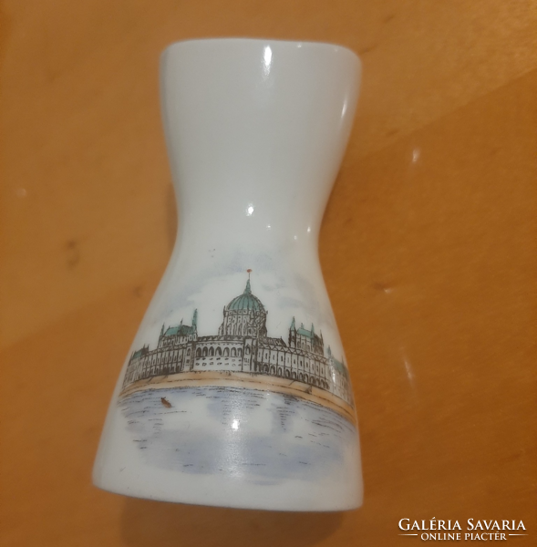 Aquincum porcelán Parlament tájkép mini kis váza 9,2 cm