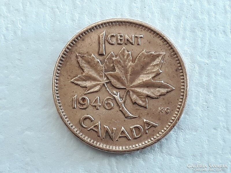 Kanada 1 Cent 1946 VI. György érme - Kanadai 1 Cent 1946 külföldi pénzérme