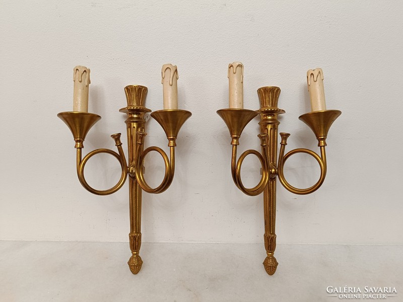 Antique empire wall arm pair brass 2 copper wall lamps 445 8189