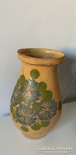 Old large-scale glazed flower-patterned folk flower-patterned pitcher pot