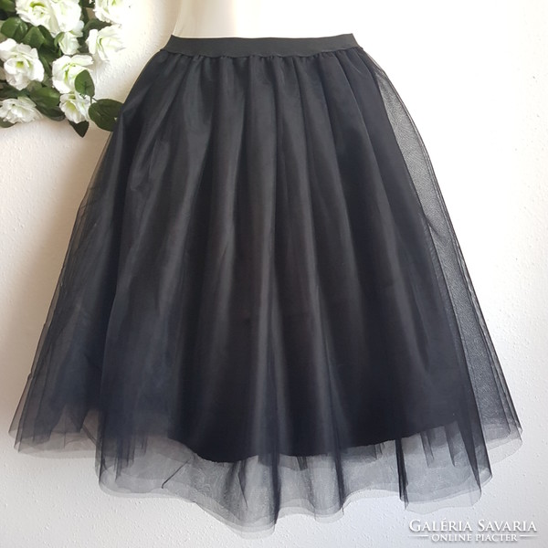 Wedding asz29b - 5-layer black midi tulle skirt