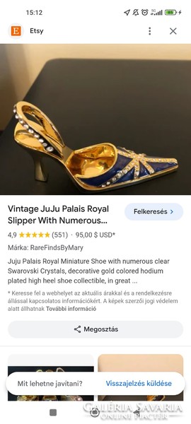 Aranyozott/ zománc fém ékszer tartó topánka