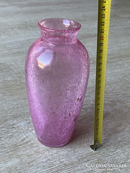 Különleges gyűjtői darab - rózsaszín karcagi fátyolüveg váza