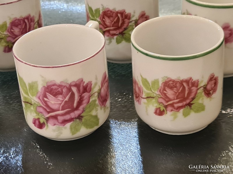 Zsolnay rózsás kávés csészék 6 db