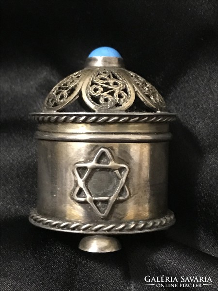 Judaika filigrán türkiz díszítéses ezüst dísztárgy