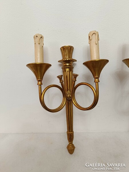 Antique empire wall arm pair brass 2 copper wall lamps 445 8189