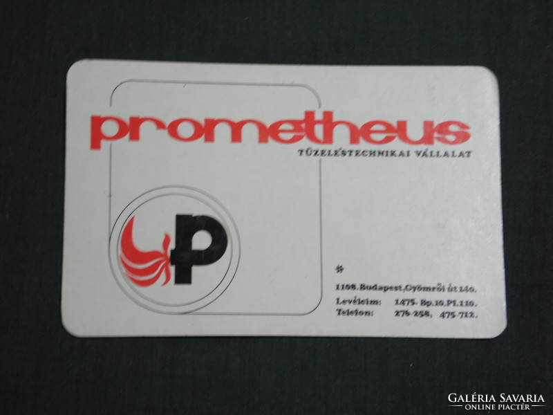 Kártyanaptár, Prometheus tüzelés technika, kéményseprő vállalat, Budapest, 1978,   (4)