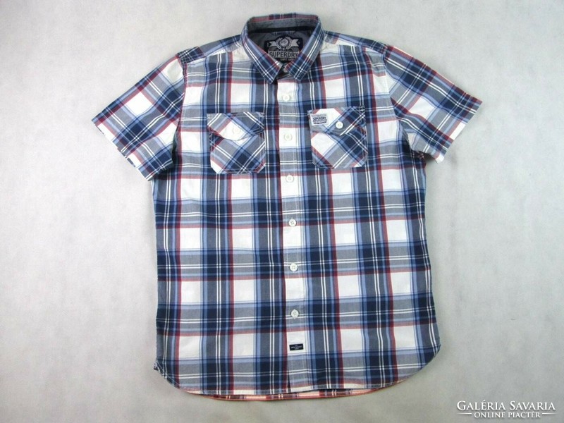 Original superdry (xl / 2xl) elegant checkered short-sleeved men's shirt