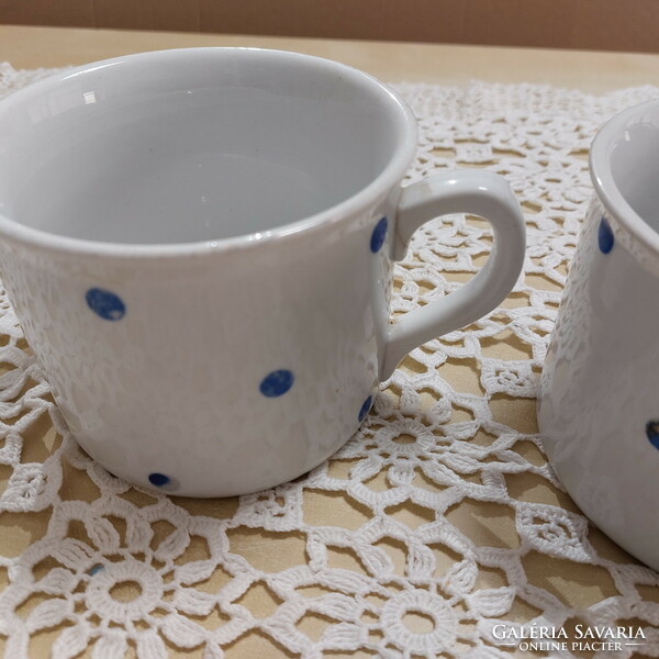 Zsolnay porcelán antik ritka kék pettyes, pöttyös jelzett tejfölös csupor, bögre ,csésze
