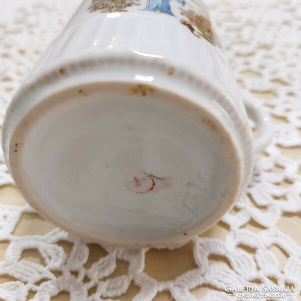Antik Zsolnay porcelán Hófehérke és a hét törpe, törpés mese bögre, mesemintás csésze