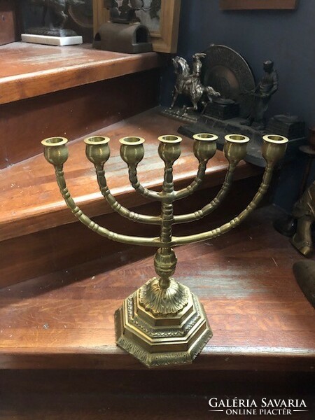 Menorah, made of copper, 36 cm heavy, high, perfect for a festive table.