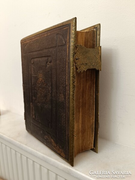 Antik holy bible angol nyelvű John Brown (1722-1787) családi biblia 19. század 460 8245