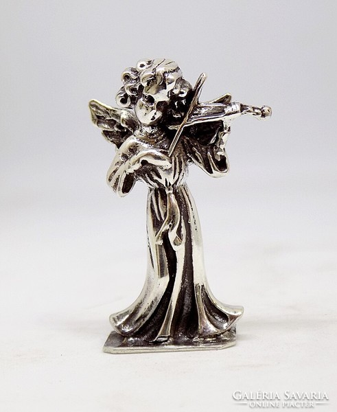 Ezüst hegedűs angyalka miniatűr (ZAL-Ag119435)