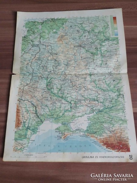 Ukrajna és Fehéroroszország térképe, az ÁTI (Állami Térképészeti Intézet) Kisatlasz egy lapja,1937)