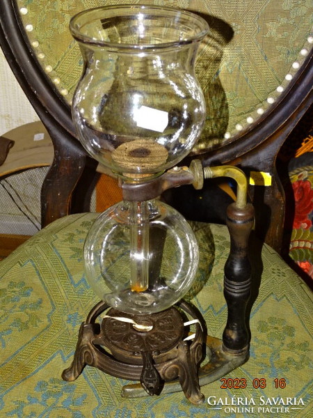 Flask coffee maker flask glass stand + cast iron kettle spirit burning wine spirit warmer