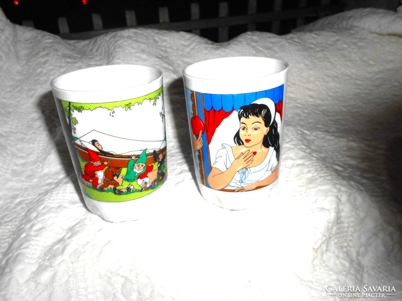 2 Zsolnay snow white fairy tale patterned porcelain cups